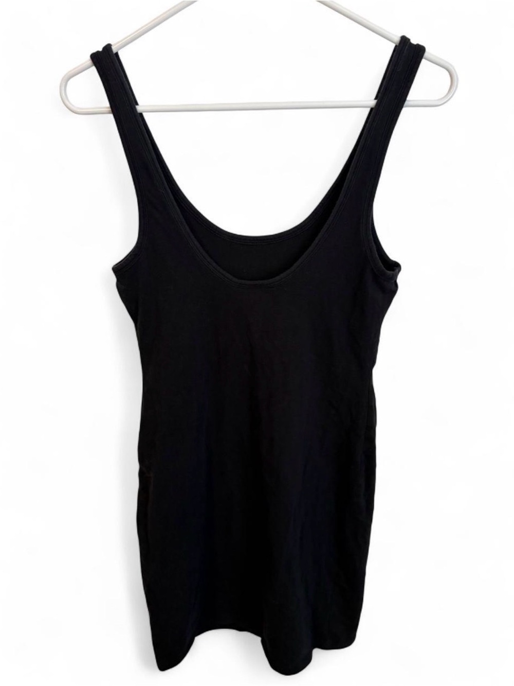 Victoria's Secret PINK Black Ribbed Scoop Neck Bodycon Tank Mini Dress Size S - Picture 3 of 4